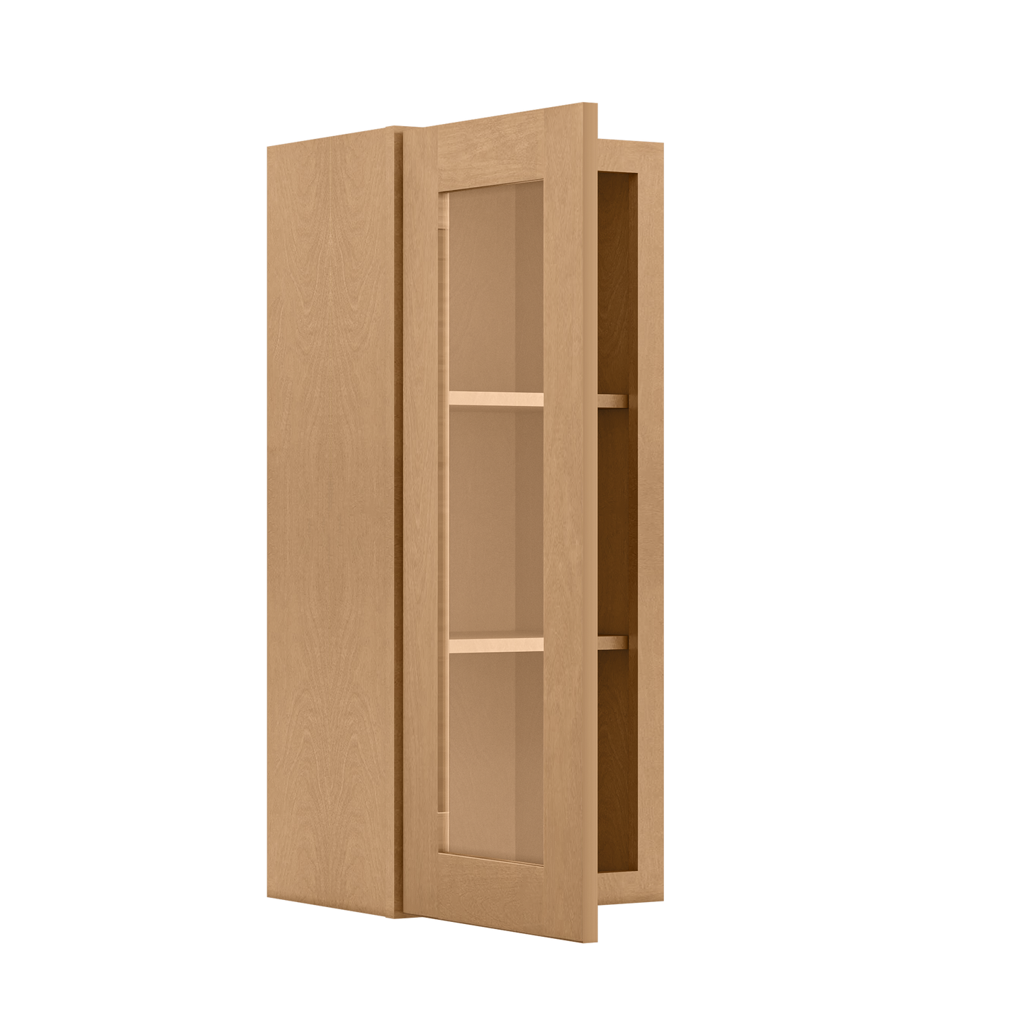 Frosted Glass Door Wall Kitchen Cabinet WMD1536 Shaker Toffee 15 in. width 36 in. height 12 in. depth - Kitchen Cabinets