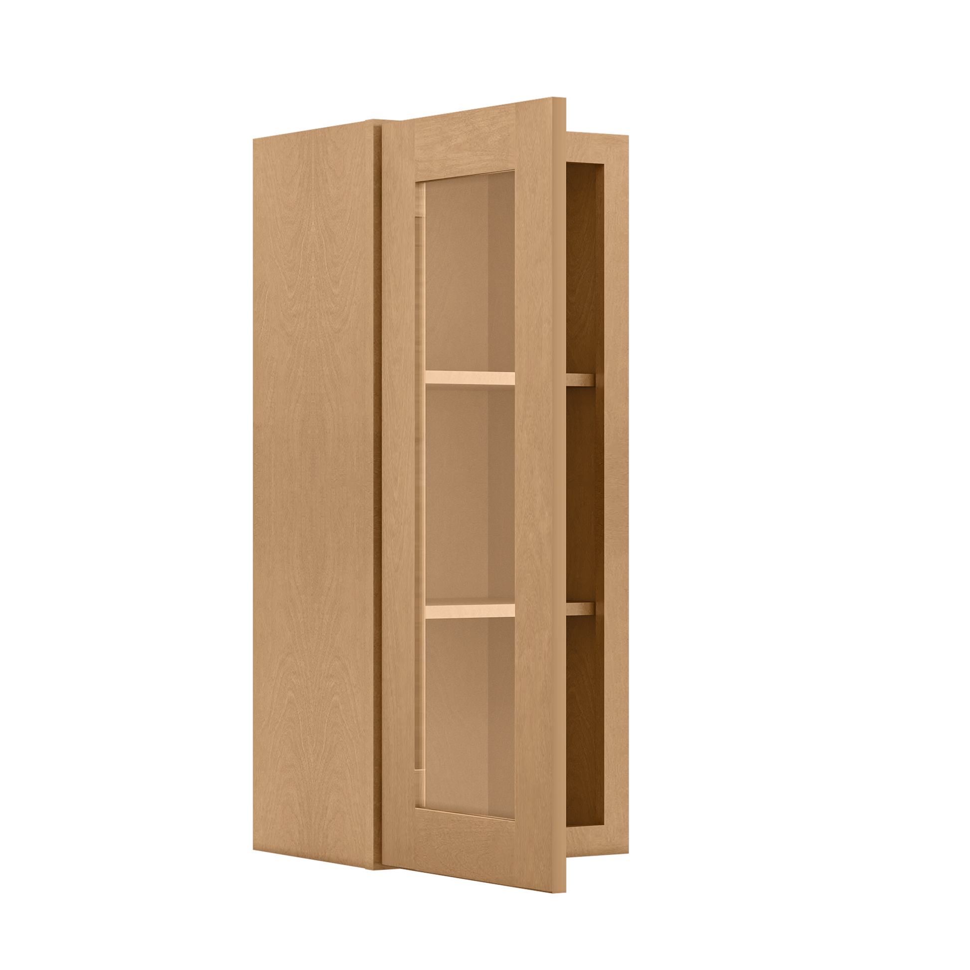 Frosted Glass Door Wall Kitchen Cabinet WMD1536 Shaker Toffee 15 in. width 36 in. height 12 in. depth - Kitchen Cabinets