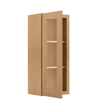 Frosted Glass Door Wall Kitchen Cabinet WMD1536 Shaker Toffee 15 in. width 36 in. height 12 in. depth - Kitchen Cabinets