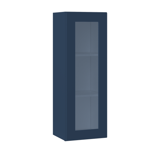 Frosted Glass Door Wall Kitchen Cabinet WMD1542 Danbury Blue LessCare 15 in. width 42 in. height 12 in. depth - Kitchen