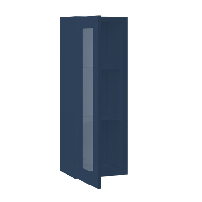 Frosted Glass Door Wall Kitchen Cabinet WMD1542 Danbury Blue LessCare 15 in. width 42 in. height 12 in. depth - Kitchen