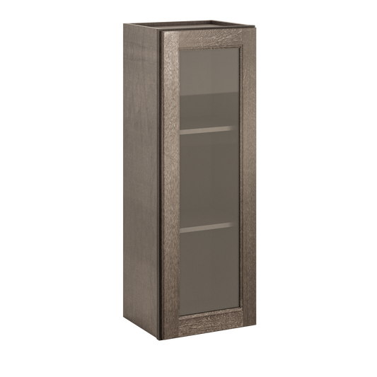 Frosted Glass Door Wall Kitchen Cabinet WMD1542 Milan Slate 15 in. width 42 in. height 12 in. depth - Kitchen Cabinets