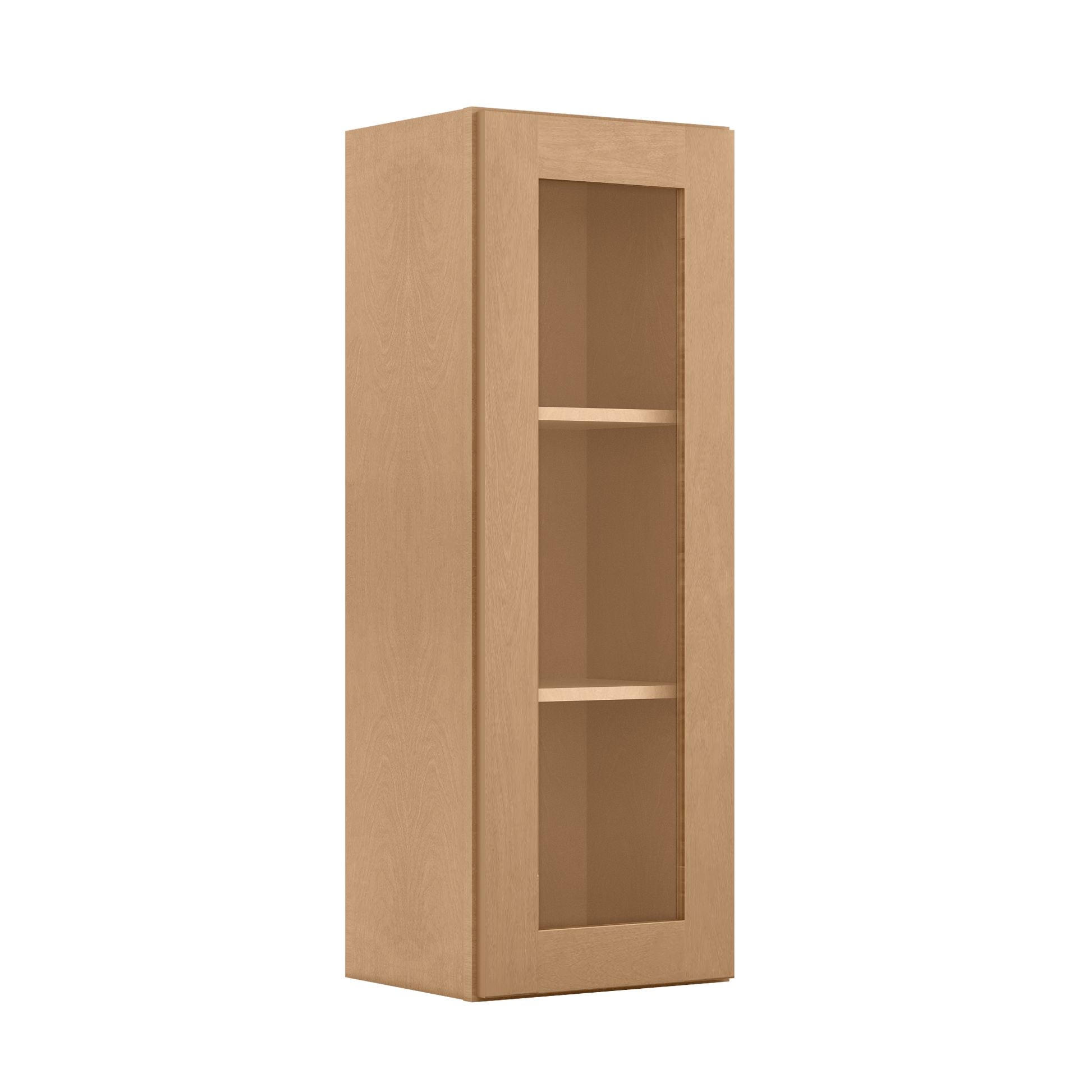 Frosted Glass Door Wall Kitchen Cabinet WMD1542 Shaker Toffee 15 in. width 42 in. height 12 in. depth - Kitchen Cabinets