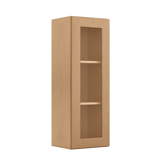 Frosted Glass Door Wall Kitchen Cabinet WMD1542 Shaker Toffee 15 in. width 42 in. height 12 in. depth - Kitchen Cabinets