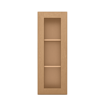 Frosted Glass Door Wall Kitchen Cabinet WMD1542 Shaker Toffee 15 in. width 42 in. height 12 in. depth - Kitchen Cabinets