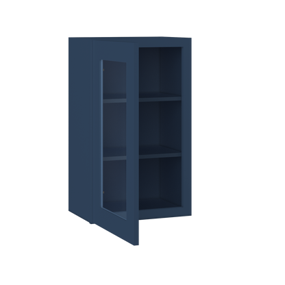 Frosted Glass Door Wall Kitchen Cabinet WMD1830 Danbury Blue LessCare 18 in. width 30 in. height 12 in. depth - Kitchen