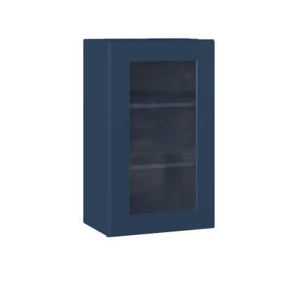 Frosted Glass Door Wall Kitchen Cabinet WMD1830 Danbury Blue LessCare 18 in. width 30 in. height 12 in. depth - Kitchen