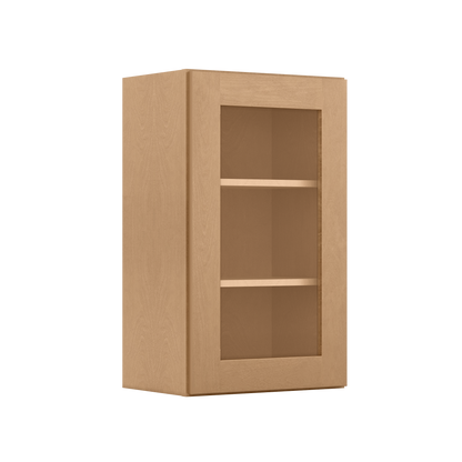 Frosted Glass Door Wall Kitchen Cabinet WMD1830 Shaker Toffee 18 in. width 30 in. height 12 in. depth - Kitchen Cabinets