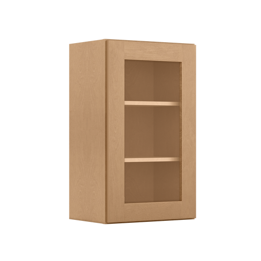 Frosted Glass Door Wall Kitchen Cabinet WMD1830 Shaker Toffee 18 in. width 30 in. height 12 in. depth - Kitchen Cabinets