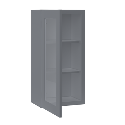 Frosted Glass Door Wall Kitchen Cabinet WMD1836 Colonial Gray LessCare 18 in. width 36 in. height 12 in. depth