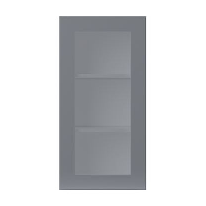 Frosted Glass Door Wall Kitchen Cabinet WMD1836 Colonial Gray LessCare 18 in. width 36 in. height 12 in. depth