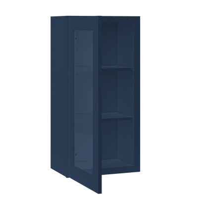 Frosted Glass Door Wall Kitchen Cabinet WMD1836 Danbury Blue LessCare 18 in. width 36 in. height 12 in. depth - Kitchen