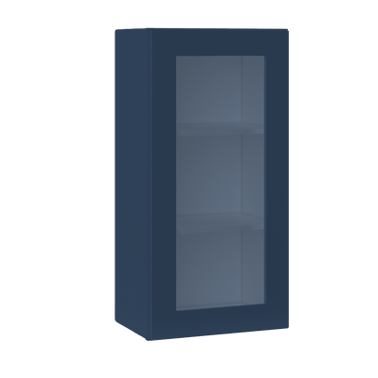 Frosted Glass Door Wall Kitchen Cabinet WMD1836 Danbury Blue LessCare 18 in. width 36 in. height 12 in. depth - Kitchen