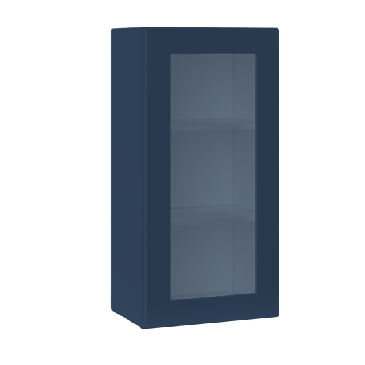 Frosted Glass Door Wall Kitchen Cabinet WMD1836 Danbury Blue LessCare 18 in. width 36 in. height 12 in. depth - Kitchen