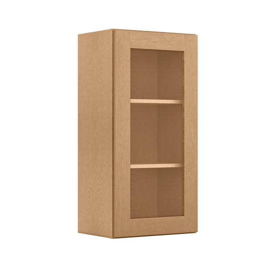 Frosted Glass Door Wall Kitchen Cabinet WMD1836 Shaker Toffee 18 in. width 36 in. height 12 in. depth - Kitchen Cabinets