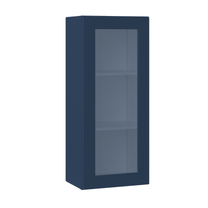 Frosted Glass Door Wall Kitchen Cabinet WMD1842 Danbury Blue LessCare 18 in. width 42 in. height 12 in. depth - Kitchen