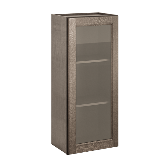 Frosted Glass Door Wall Kitchen Cabinet WMD1842 Milan Slate 18 in. width 42 in. height 12 in. depth - Kitchen Cabinets