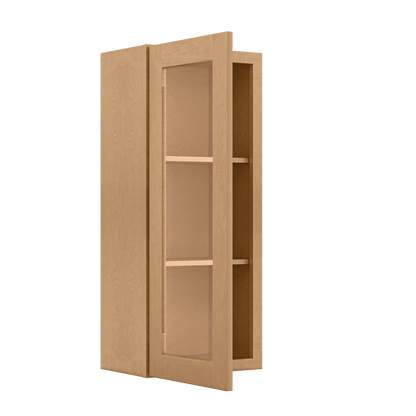Frosted Glass Door Wall Kitchen Cabinet WMD1842 Shaker Toffee 18 in. width 42 in. height 12 in. depth - Kitchen Cabinets