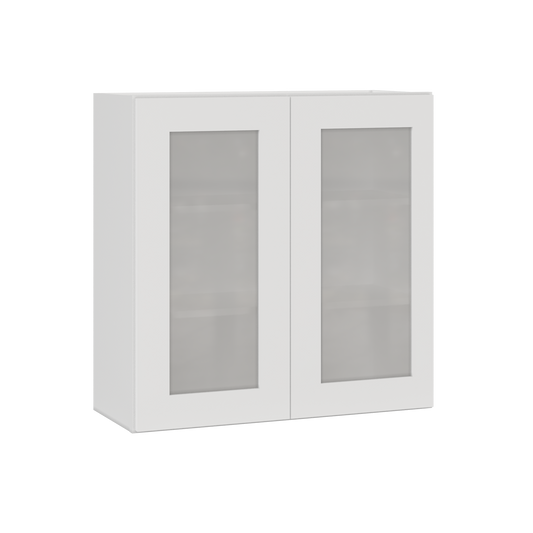 Frosted Glass Door Wall Kitchen Cabinet WMD3030 Alpina White LessCare 30 in. width 30 in. height 12 in. depth - Kitchen