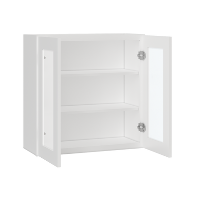 Frosted Glass Door Wall Kitchen Cabinet WMD3030 Alpina White LessCare 30 in. width 30 in. height 12 in. depth - Kitchen