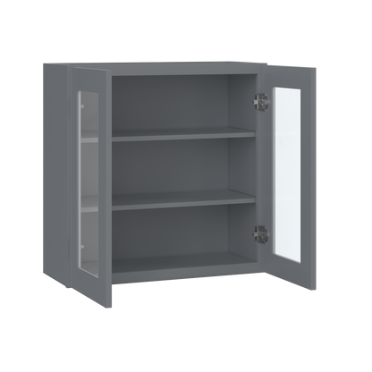 Frosted Glass Door Wall Kitchen Cabinet WMD3030 Colonial Gray LessCare 30 in. width 30 in. height 12 in. depth