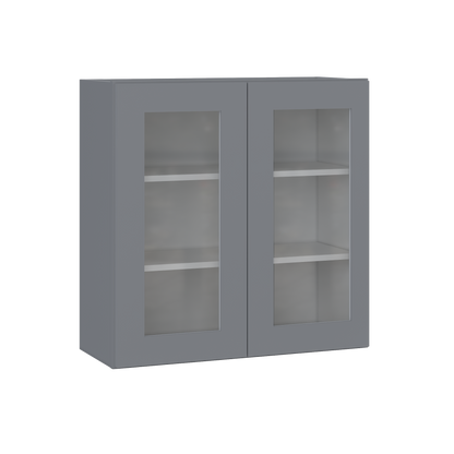 Frosted Glass Door Wall Kitchen Cabinet WMD3030 Colonial Gray LessCare 30 in. width 30 in. height 12 in. depth