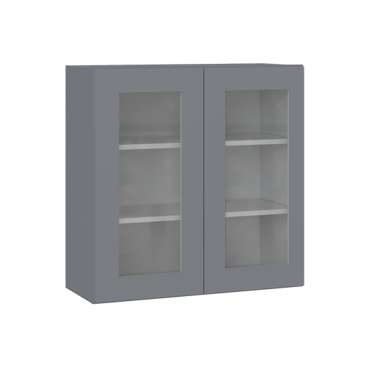 Frosted Glass Door Wall Kitchen Cabinet WMD3030 Colonial Gray LessCare 30 in. width 30 in. height 12 in. depth