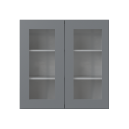 Frosted Glass Door Wall Kitchen Cabinet WMD3030 Colonial Gray LessCare 30 in. width 30 in. height 12 in. depth