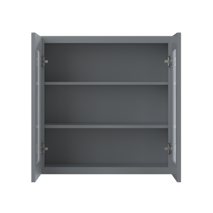 Frosted Glass Door Wall Kitchen Cabinet WMD3030 Colonial Gray LessCare 30 in. width 30 in. height 12 in. depth