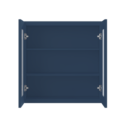 Frosted Glass Door Wall Kitchen Cabinet WMD3030 Danbury Blue LessCare 30 in. width 30 in. height 12 in. depth - Kitchen