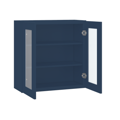Frosted Glass Door Wall Kitchen Cabinet WMD3030 Danbury Blue LessCare 30 in. width 30 in. height 12 in. depth - Kitchen