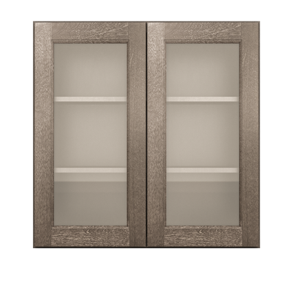 Frosted Glass Door Wall Kitchen Cabinet WMD3030 Milan Slate 30 in. width 30 in. height 12 in. depth - Kitchen Cabinets