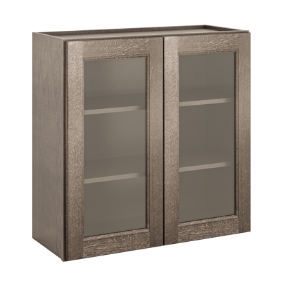 Frosted Glass Door Wall Kitchen Cabinet WMD3030 Milan Slate 30 in. width 30 in. height 12 in. depth - Kitchen Cabinets