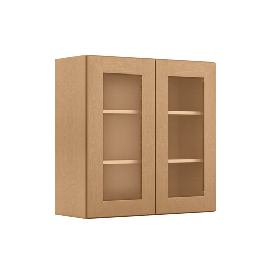 Frosted Glass Door Wall Kitchen Cabinet WMD3030 Shaker Toffee 30 in. width 30 in. height 12 in. depth - Kitchen Cabinets