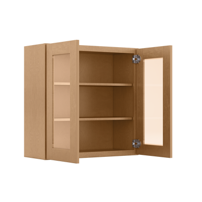 Frosted Glass Door Wall Kitchen Cabinet WMD3030 Shaker Toffee 30 in. width 30 in. height 12 in. depth - Kitchen Cabinets