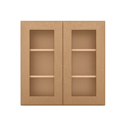 Frosted Glass Door Wall Kitchen Cabinet WMD3030 Shaker Toffee 30 in. width 30 in. height 12 in. depth - Kitchen Cabinets