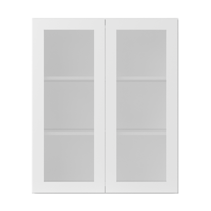 Frosted Glass Door Wall Kitchen Cabinet WMD3036 Alpina White LessCare 30 in. width 36 in. height 12 in. depth - Kitchen