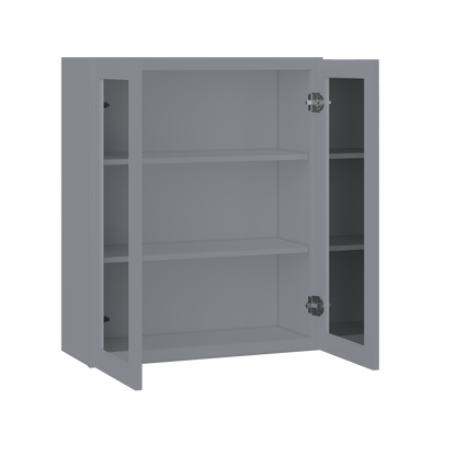 Frosted Glass Door Wall Kitchen Cabinet WMD3036 Colonial Gray LessCare 30 in. width 36 in. height 12 in. depth