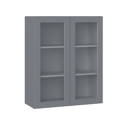 Frosted Glass Door Wall Kitchen Cabinet WMD3036 Colonial Gray LessCare 30 in. width 36 in. height 12 in. depth