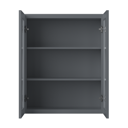 Frosted Glass Door Wall Kitchen Cabinet WMD3036 Colonial Gray LessCare 30 in. width 36 in. height 12 in. depth