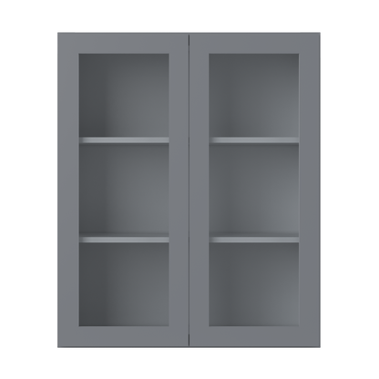 Frosted Glass Door Wall Kitchen Cabinet WMD3036 Colonial Gray LessCare 30 in. width 36 in. height 12 in. depth