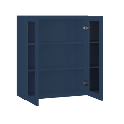 Frosted Glass Door Wall Kitchen Cabinet WMD3036 Danbury Blue LessCare 30 in. width 36 in. height 12 in. depth - Kitchen