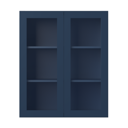 Frosted Glass Door Wall Kitchen Cabinet WMD3036 Danbury Blue LessCare 30 in. width 36 in. height 12 in. depth - Kitchen