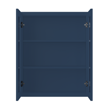 Frosted Glass Door Wall Kitchen Cabinet WMD3036 Danbury Blue LessCare 30 in. width 36 in. height 12 in. depth - Kitchen