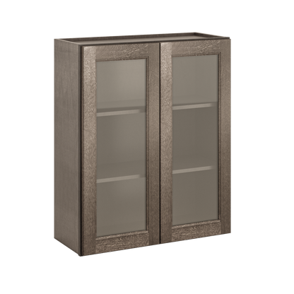 Frosted Glass Door Wall Kitchen Cabinet WMD3036 Milan Slate 30 in. width 36 in. height 12 in. depth - Kitchen Cabinets