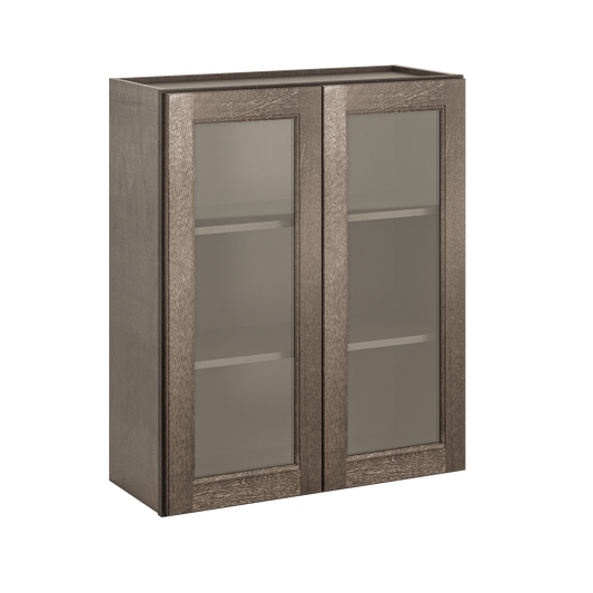 Frosted Glass Door Wall Kitchen Cabinet WMD3036 Milan Slate 30 in. width 36 in. height 12 in. depth - Kitchen Cabinets