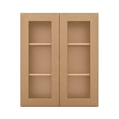 Frosted Glass Door Wall Kitchen Cabinet WMD3036 Shaker Toffee 30 in. width 36 in. height 12 in. depth - Kitchen Cabinets