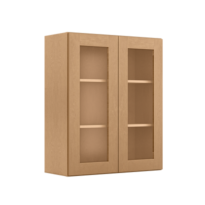 Frosted Glass Door Wall Kitchen Cabinet WMD3036 Shaker Toffee 30 in. width 36 in. height 12 in. depth - Kitchen Cabinets