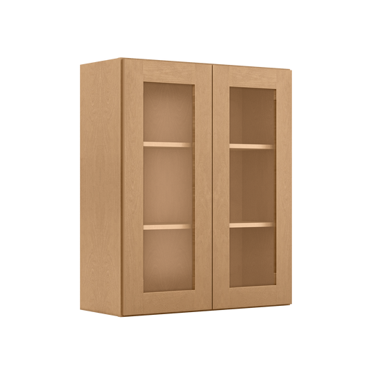 Frosted Glass Door Wall Kitchen Cabinet WMD3036 Shaker Toffee 30 in. width 36 in. height 12 in. depth - Kitchen Cabinets