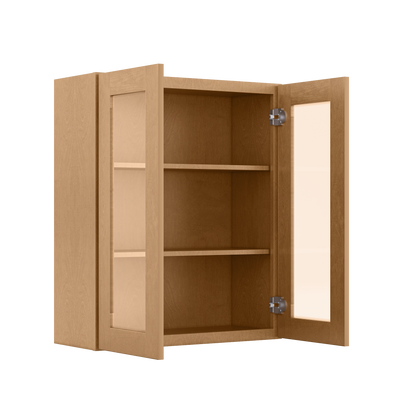 Frosted Glass Door Wall Kitchen Cabinet WMD3036 Shaker Toffee 30 in. width 36 in. height 12 in. depth - Kitchen Cabinets